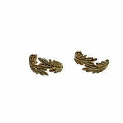 Aros Semi Argollas Hojas Acero Dorado