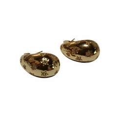 Aros Semi Argollas Con Estrellas Cubic Acero Dorado