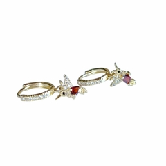 Aros Cubanos Italianos Colibrí Cubic Rojo Acero Dorado
