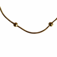 Cadena cola de ratón bolitas acero dorado 1,2 mm 50 cm
