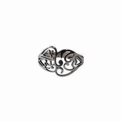 Anillo corazones enlazados y calados talle 20