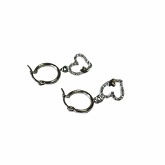 Aros Corazon calado con cubic 15 mm