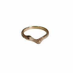 Anillo zig zag acero dorado talle 17