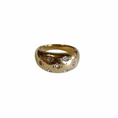 Anillo chunky punto de luz acero dorado talle 17 - comprar online