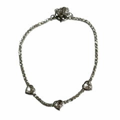 Pulsera tres corazones cubic 18 cm a 22 cm