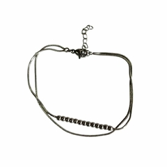 Pulsera doble con bolitas 18 cm a 22 cm