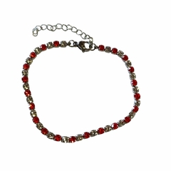 Pulsera cristales blancos y rojos 17 a 22 cm