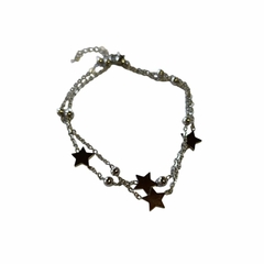 Pulsera doble con estrellas y pelotitas 18 a 23 cm