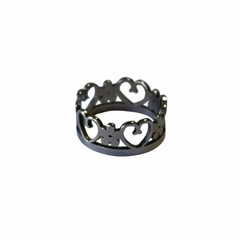 Anillo flores y corazones calados talle 14