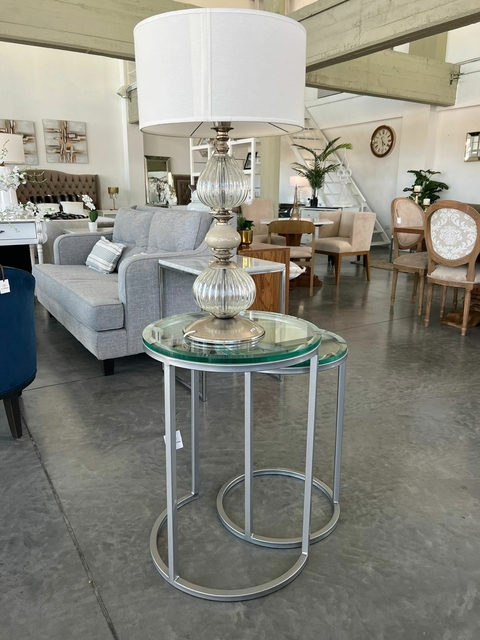 SET MESA AUXILIAR HIERRO Y VIDRIO