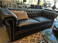 SILLON CHESTER CUERO 3 CUERPOS NEGRO