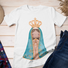 T-Shirt Feminina Nossa Senhora Aparecida (Aquarela) - Ponto Chic Modas