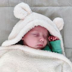 manta osuna corderito soft de bebe, con orejas de oso, abrigo