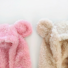gorro pasamontañas de corderito soft para bebes con orejas de oso abrigo