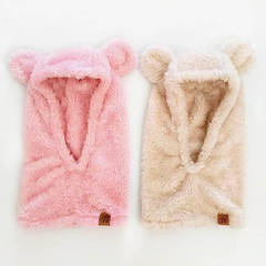 gorro pasamontañas de corderito soft para bebes con orejas de oso abrigo