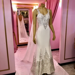 Vestido corte sirena bordado - tienda online