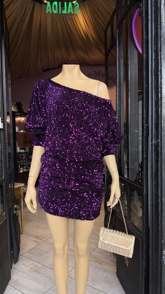 Vestido Butterfly palliettes con terciopelo Art. 17699 - tienda online