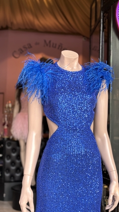Vestido Panther micropalliette lineal c/plumas Art. 18412 - Casa de Muñecas