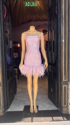 Vestido Imperio con plumas Art. 17632 - comprar online