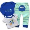 Conjunto Infantil Bebê Body e Calça Menino - Monstrinho - 3 Peças