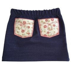 Saia Jeans Bebê Infantil Menina - Jeans com bolso bordado na internet