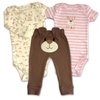 Conjunto Infantil Bebê Body e Calça Menina - Ursa - 3 Peças