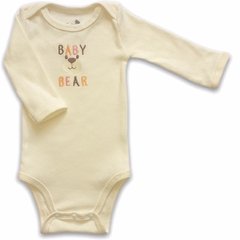 Body Infantil Bebê Unissex Manga Longa Bordado Baby Bear - Off White