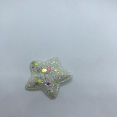 Aplique estrela flocada -branco - 5 cm