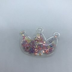 Aplique transparente - coroa - 6 cm multicolorida