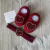 Kit Sapatinho de Tricô Coração - Vermelho - Sapatinho e Faixinha