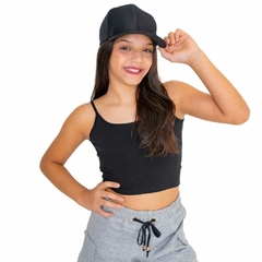 Blusa Regata Cropped Preta Básica