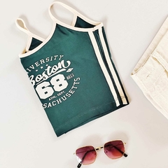 Blusa Regata Boston Cropped Verde com Viés - Menina&Moça