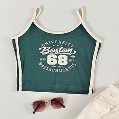 Blusa Regata Boston Cropped Verde com Viés - comprar online
