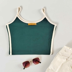 Blusa Regata Boston Cropped Verde com Viés - loja online