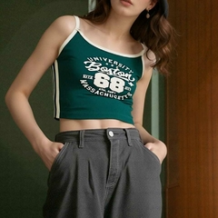 Blusa Regata Boston Cropped Verde com Viés na internet