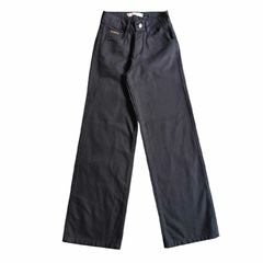 Calça Wide Leg Preta Jeans com Bolsos na Frente - comprar online
