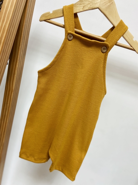 Pronta entrega - Jardineira kids curta mostarda