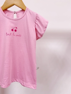 Pronta entrega - blusa babado best friends botão pérola tutti-frutti - comprar online