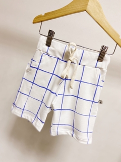 Pronta entrega - Bermuda Jogger kids Estampa blue grid - loja online