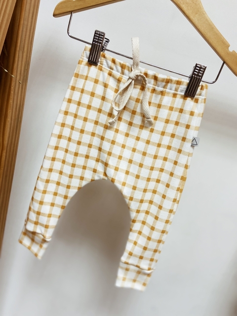 Pronta entrega - Calça Baby Harém Xadrez mostarda