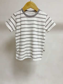 Pronta entrega - Camiseta Kids Manga curta listra cinza pedra