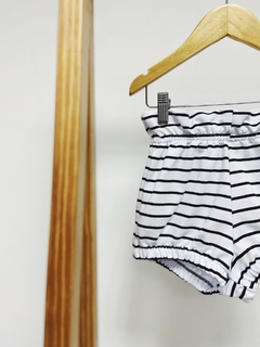 Pronta entrega - Shorts baby cintura alta Moletinho estampado listras