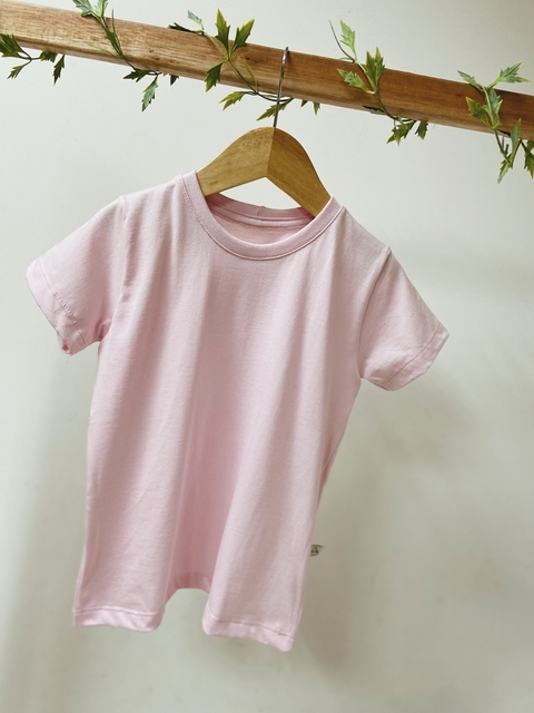 Pronta entrega - Camiseta manga curta lisa rosa claro