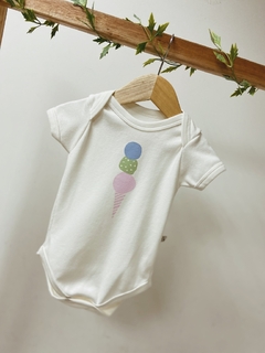 Pronta entrega - Body manga curta off sorvete three colors casquinha rosa claro - You Boy Kids