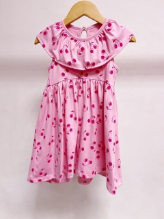 Pronta entrega - Vestido Mullet gola babado cherry detalhe botao perola