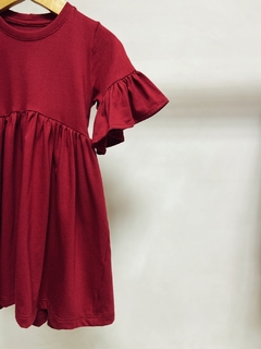 Pronta entrega - Vestido Mullet manga curta babado Marsala - You Boy Kids