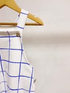 Pronta entrega - Salopete com babado kids blue grid - comprar online