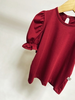 Pronta entrega - Blusa Kids manga princesa botão pérola marsala - loja online