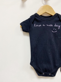 pronta entrega - Body manga curta preto HAVE I NICE DAY
