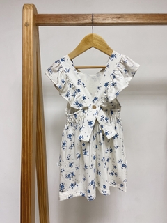 Imagem do Pronta entrega - Vestido kids estampado babado costas floral azul vintage